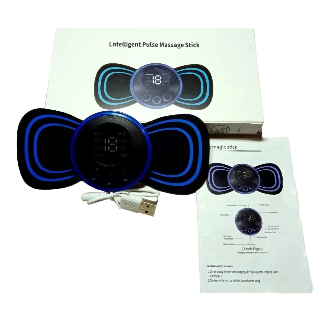 8-Mode Electronic Butterfly Pulse Massager – Mini EMS Muscle Stimulator for Neck, Shoulder & Body