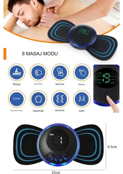 8-Mode Electronic Butterfly Pulse Massager – Mini EMS Muscle Stimulator for Neck, Shoulder & Body